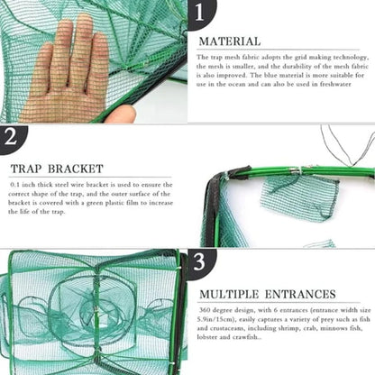 Filet de pêche renforcé et auto-pliable, compact et pratique à ranger
