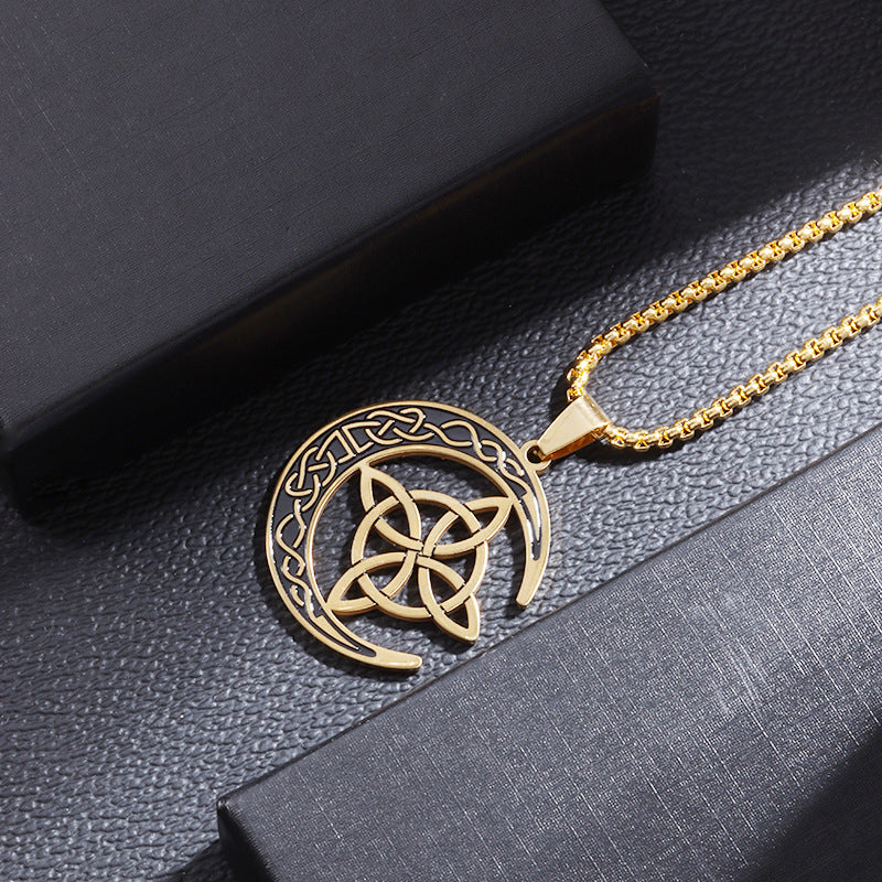 🔥 DERNIER JOUR – 50% DE RÉDUCTION !🌙 Collier Pendentif Lune Celtique – Acier Inoxydable, Unisexe & Symbolisme de Protection