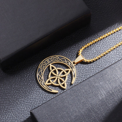 🔥 DERNIER JOUR – 50% DE RÉDUCTION !🌙 Collier Pendentif Lune Celtique – Acier Inoxydable, Unisexe & Symbolisme de Protection