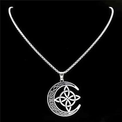🔥 DERNIER JOUR – 50% DE RÉDUCTION !🌙 Collier Pendentif Lune Celtique – Acier Inoxydable, Unisexe & Symbolisme de Protection