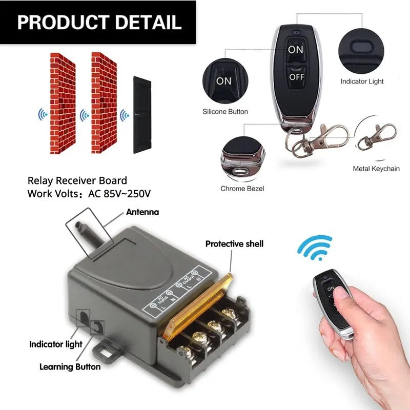 Interrupteur sans fil avec kit récepteur – commande à distance, installation sans câblage