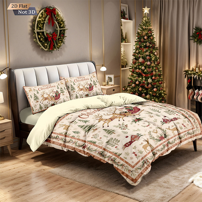 ⏳Offre spéciale à durée limitée – Ensemble festif de housse de couette 3 pièces pour Noël, confort et style 🛏️🎄❤️