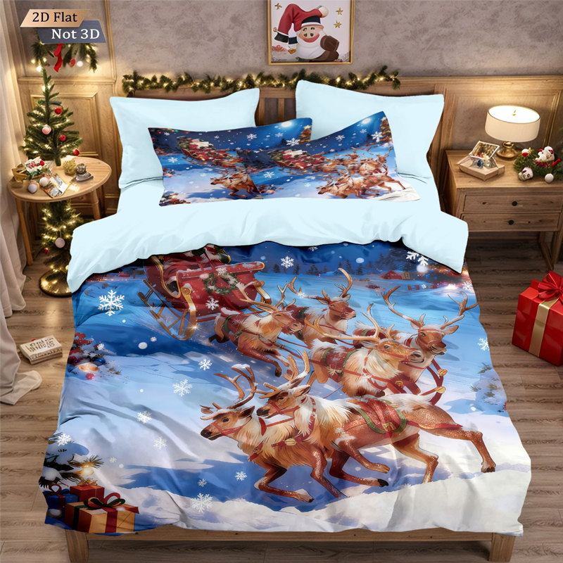 ⏳Offre spéciale à durée limitée – Ensemble festif de housse de couette 3 pièces pour Noël, confort et style 🛏️🎄❤️