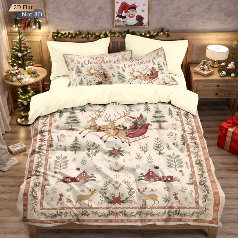⏳Offre spéciale à durée limitée – Ensemble festif de housse de couette 3 pièces pour Noël, confort et style 🛏️🎄❤️