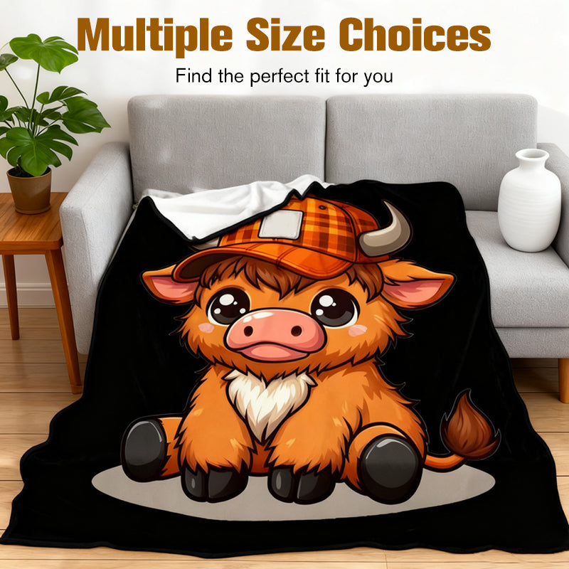 Couverture ultra-douce au motif vache dessin animé – confort moelleux et design ludique