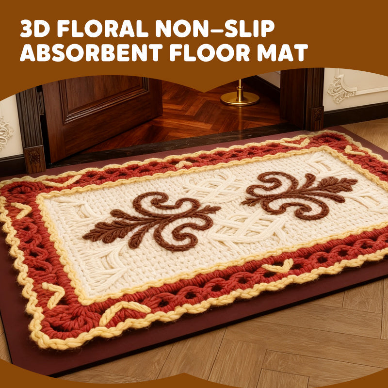 Promo 50% : Tapis de sol absorbant et antidérapant au motif fil floral 3D