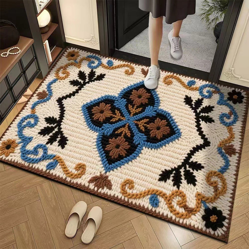 Promo 50% : Tapis de sol absorbant et antidérapant au motif fil floral 3D
