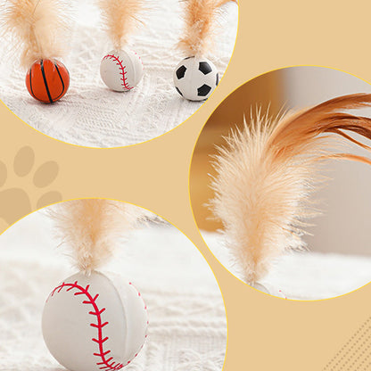 Boule rebondissante interactive avec plume pour chat — le jouet félin ultime, édition 2025 en promotion