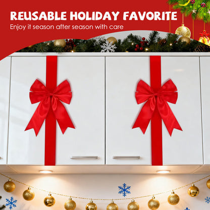 Grand nœud en ruban décoratif pour porte de placard – Noël