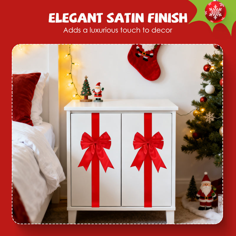 Grand nœud en ruban décoratif pour porte de placard – Noël
