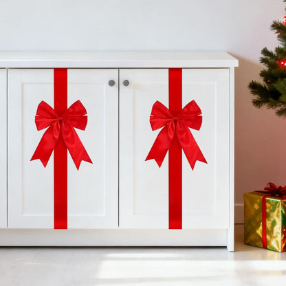 Grand nœud en ruban décoratif pour porte de placard – Noël