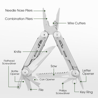 Pince multifonction pliante 12 en 1 en acier inoxydable – robuste, compacte et ultra-polyvalente