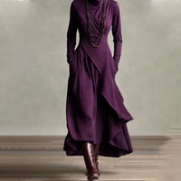 📢📢40 % de réduction !!!✨Robe longue asymétrique drapée à col haut élégante pour femme