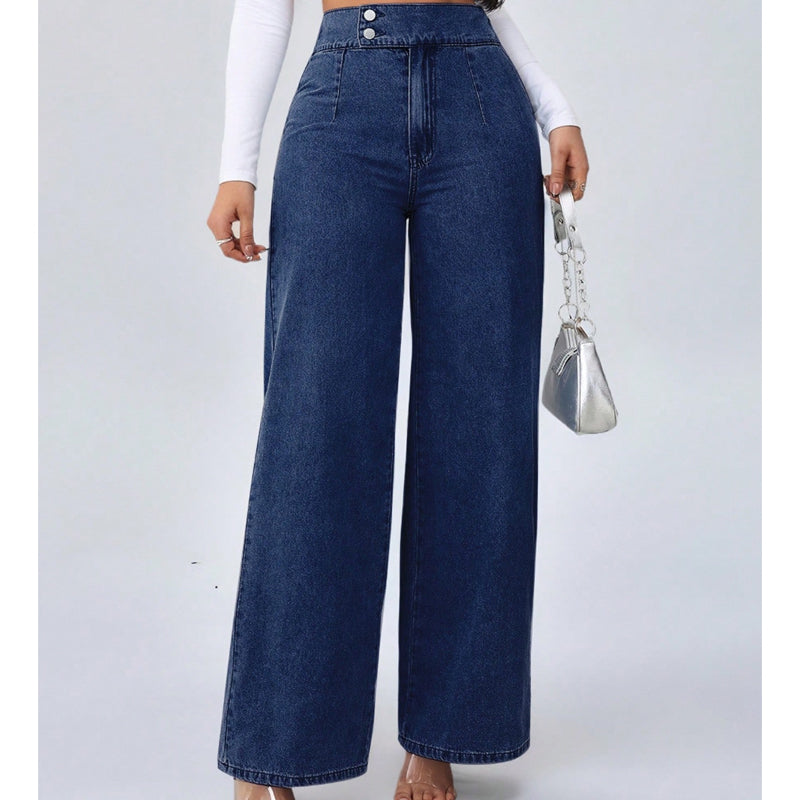 📢📢60 % de réduction !! ⏰Jean taille haute à jambes larges pour femme