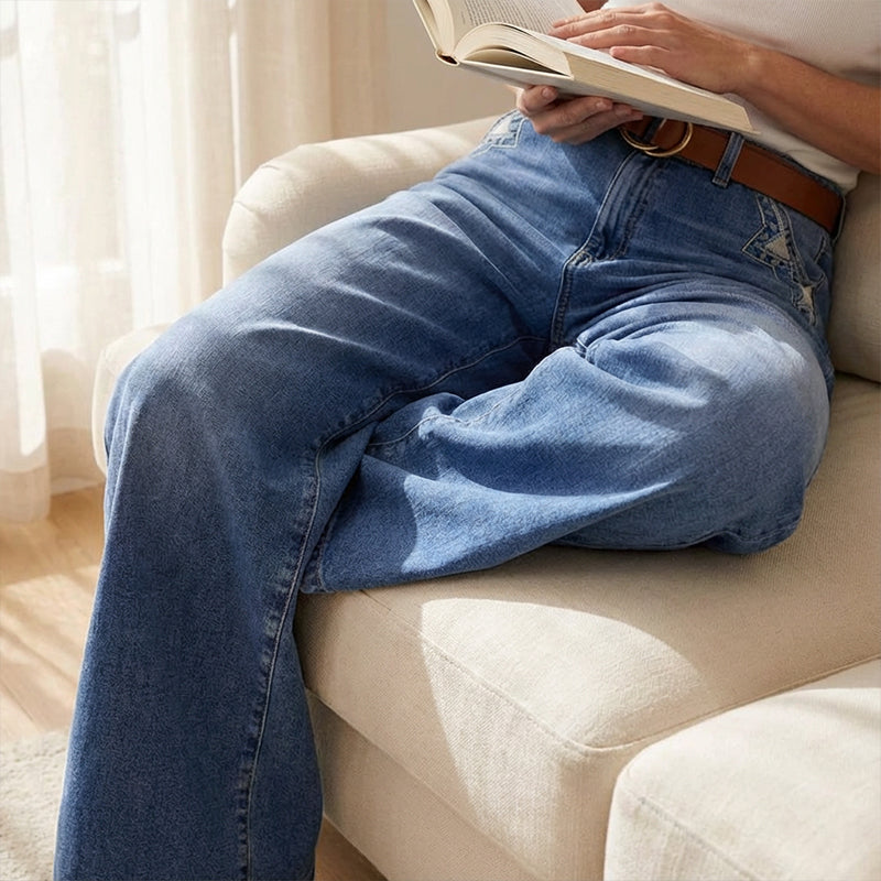 👖✨ 60% de réduction ! Jean Vintage Taille Haute à Jambes Larges pour Femme – Délavage rétro, coupe flatteuse & confort en coton toute la journée