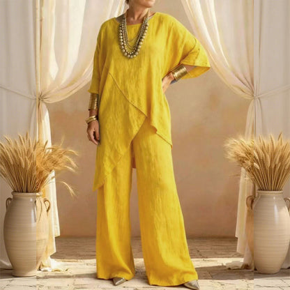 ⏰Ensemble deux pièces ample pour femme avec haut asymétrique