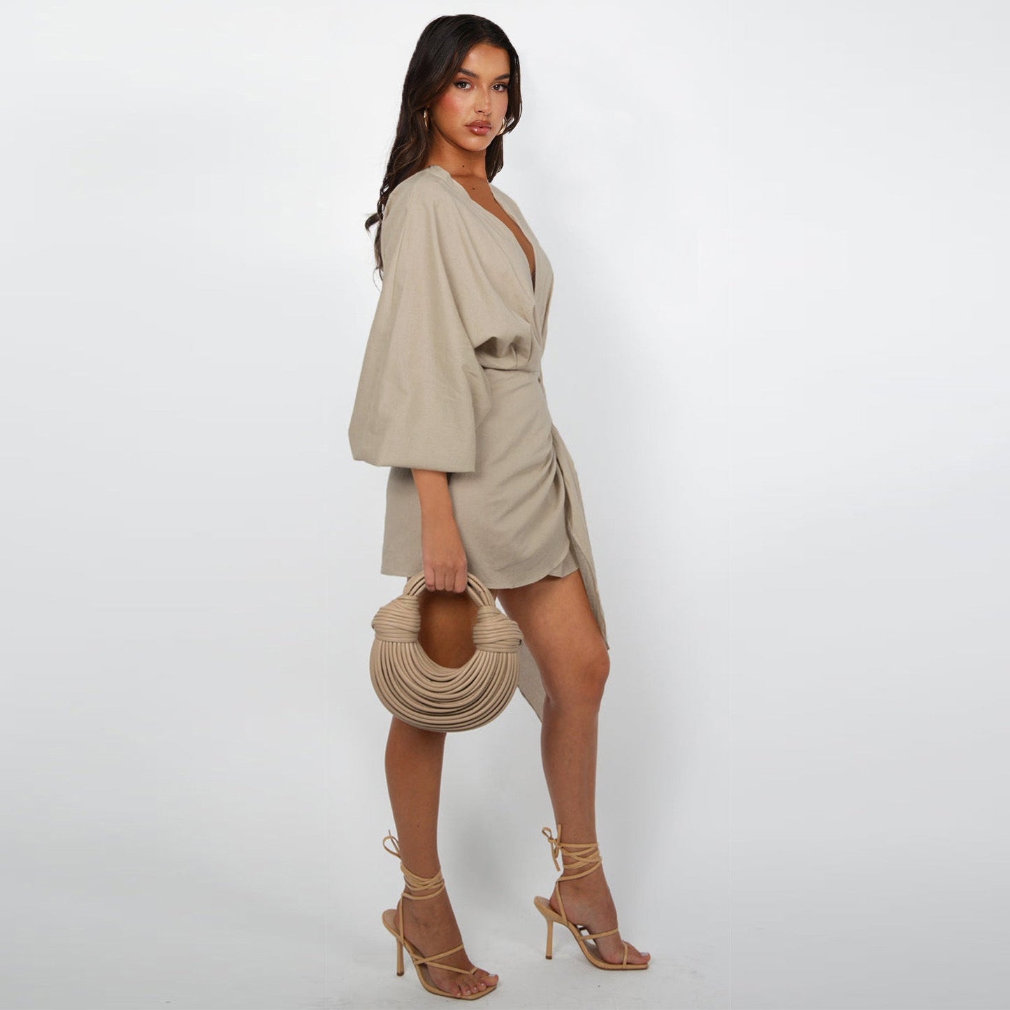 Robe portefeuille à col en V pour femmes