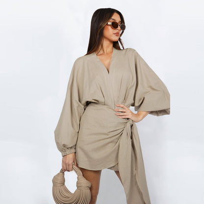 Robe portefeuille à col en V pour femmes