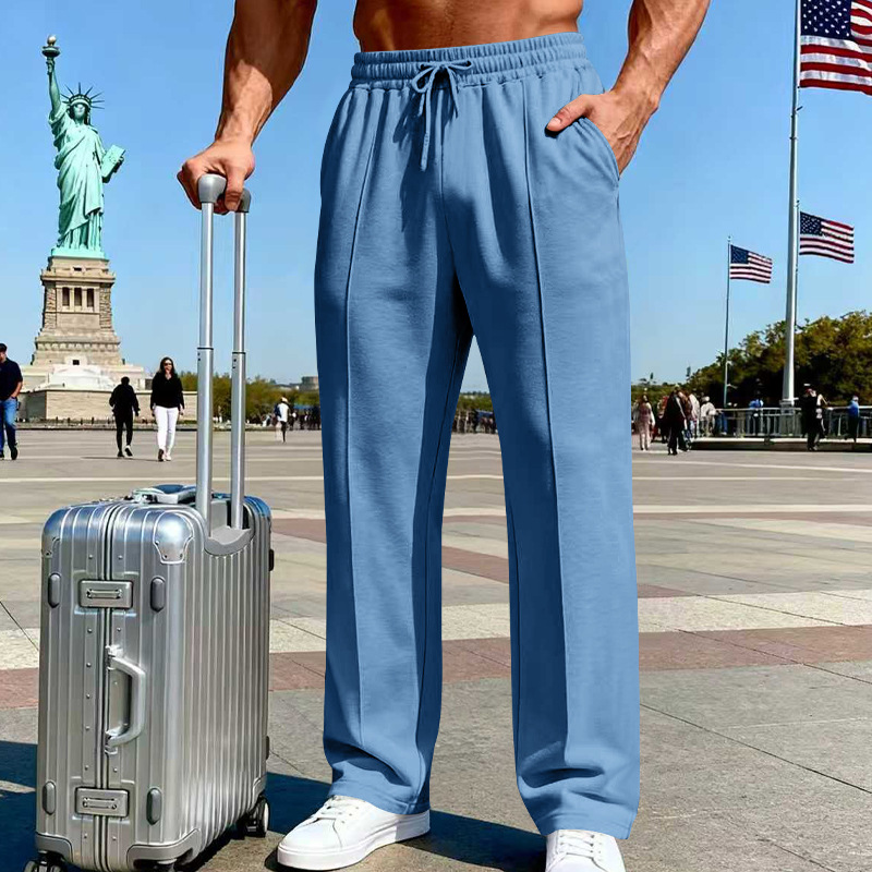 📢📢40 % DE RÉDUCTION !! ⏰Pantalon droit pour homme à taille élastique avec cordon de serrage