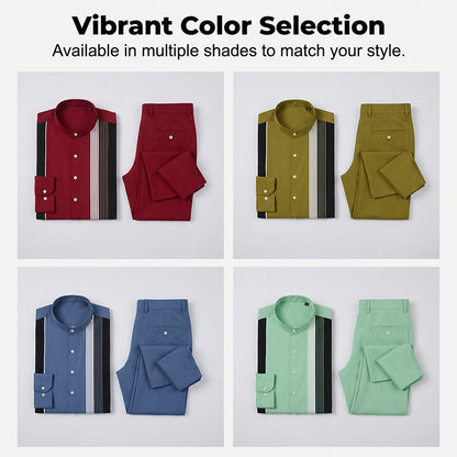 📢📢36 % de réduction !! ⏰Ensemble 2 pièces homme chemise rayée et pantalon – style sans effort