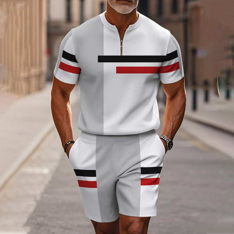 🔥50 % DE RÉDUCTION🔥Ensemble chemise et short à col zippé pour homme