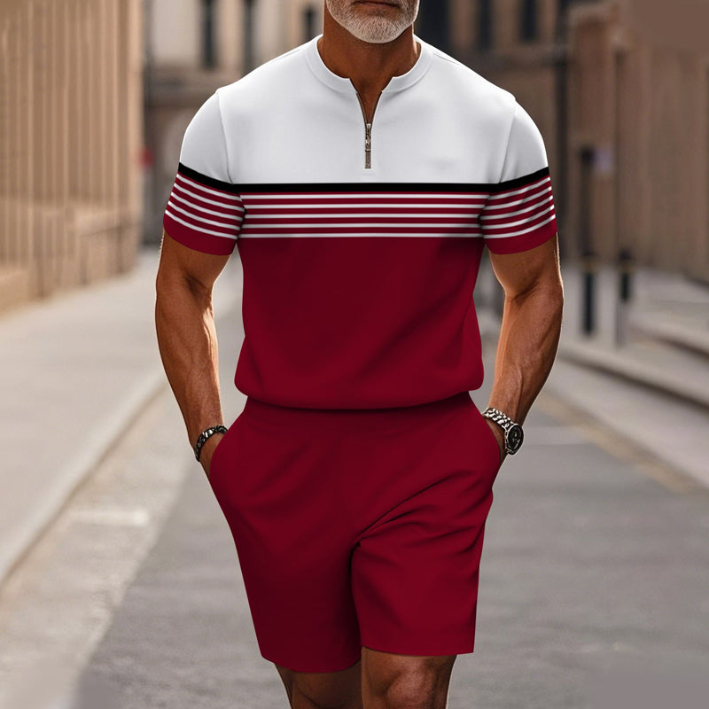 🔥50 % DE RÉDUCTION🔥Ensemble chemise et short à col zippé pour homme