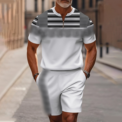 🔥50 % DE RÉDUCTION🔥Ensemble chemise et short à col zippé pour homme