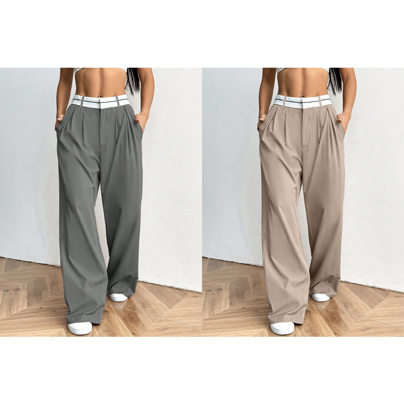 Pantalon large et élégant 💃 Ceinture bicolore + taille haute ✨ Parfait pour le travail ou le shopping 👜