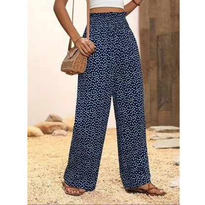 👖⏰ 50% DE RÉDUCTION ! Pantalon Taille Haute à Jambes Larges & Imprimé Chic – Coupe Fluide, Élastique & Polyvalent pour Femme 🌸