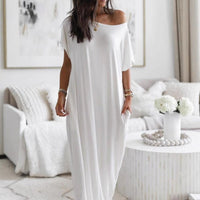 ⏳Spécial à durée limitée⏰Robe longue décontractée à manches courtes et coupe ample👗