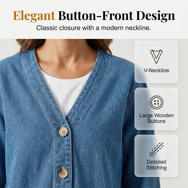 📢📢50 % DE RÉDUCTION !!!⏰Veste en jean classique à boutons pour femme