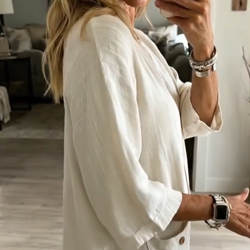 ❤️Robe midi décontractée à col en V pour femme