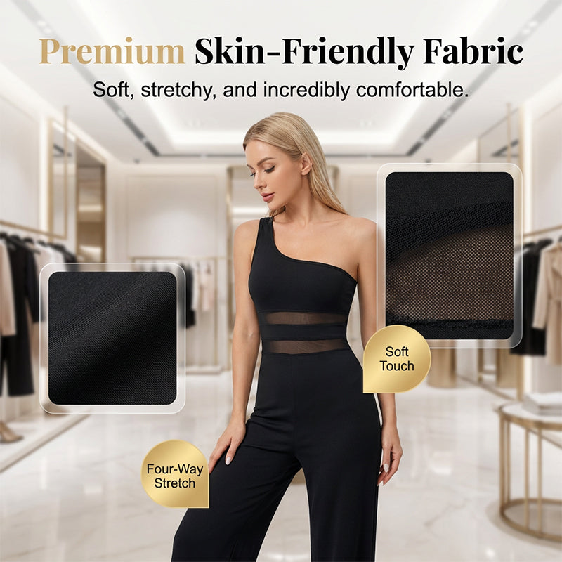 🌸🍁55% de réduction 🔥Combinaison à jambes larges avec empiècement en maille et une seule bretelle