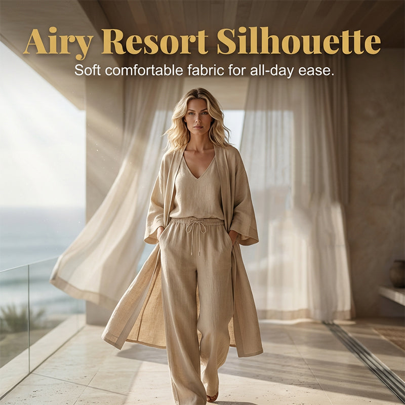 🧥Ensemble élégant pantalon à jambes larges, haut intérieur et cardigan (3 pièces) 👚👖