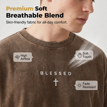 👕✝️ -50 % T-shirt vintage homme avec imprimé croix et lettres – Décontracté, expressif et avec une touche personnelle ✨