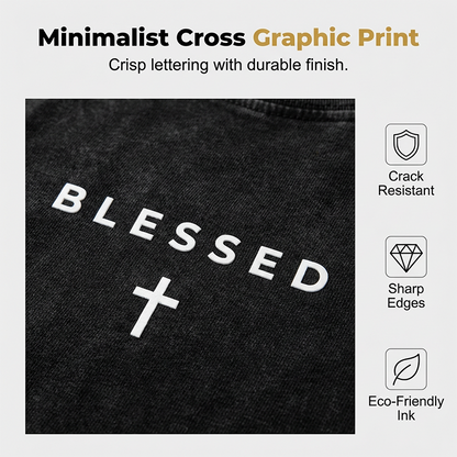👕✝️ -50 % T-shirt vintage homme avec imprimé croix et lettres – Décontracté, expressif et avec une touche personnelle ✨