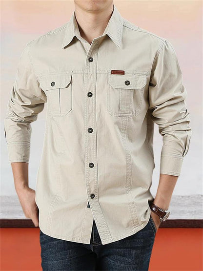 👔 50% DE RÉDUCTION ! ✨🏔️Chemise de Travail en Coton 100% pour Homme – Coutures Doubles, Évacuation d'Humidité 🍂