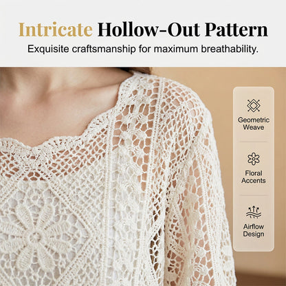 💐58% DE RÉDUCTION ! Chemise Crochet Romantique – Ajouré Délicat & Manches Fluides 🦋✨【Offre Limitée】