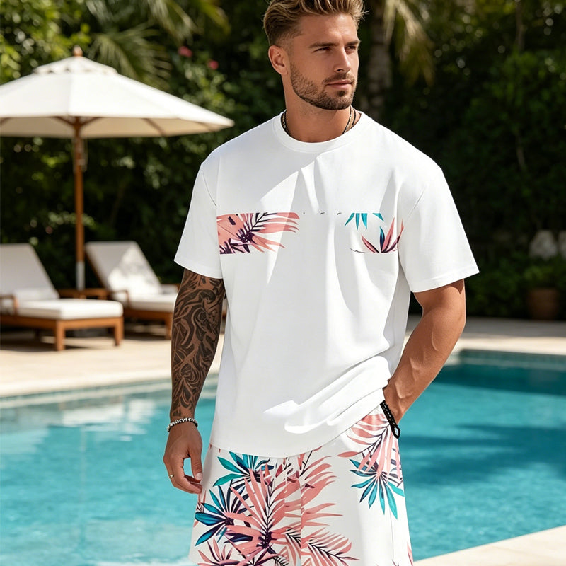 🌿Ensemble T-Shirt & Short Homme ✅ Imprimé Graphique & Coupe Confort | Léger et Tendance 👕🔥