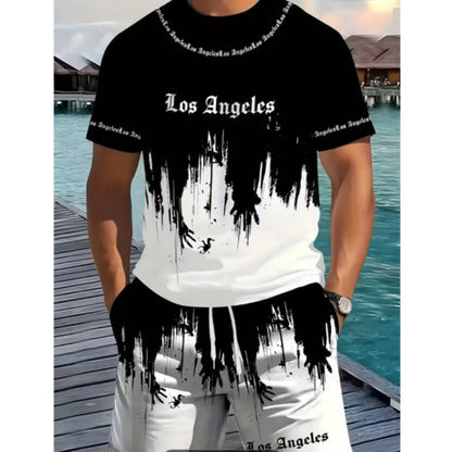 🌿Ensemble T-Shirt & Short Homme ✅ Imprimé Graphique & Coupe Confort | Léger et Tendance 👕🔥
