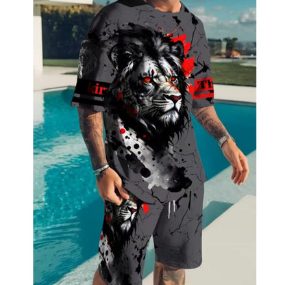 🌿Ensemble T-Shirt & Short Homme ✅ Imprimé Graphique & Coupe Confort | Léger et Tendance 👕🔥
