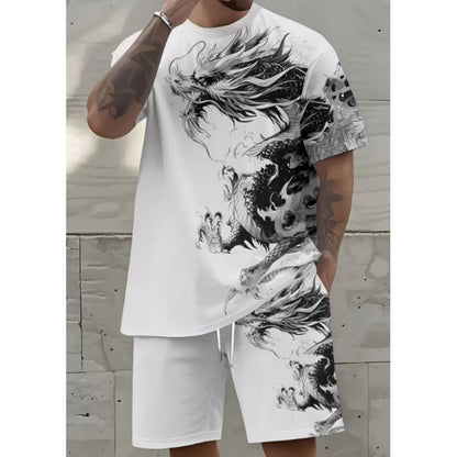 🌿Ensemble T-Shirt & Short Homme ✅ Imprimé Graphique & Coupe Confort | Léger et Tendance 👕🔥