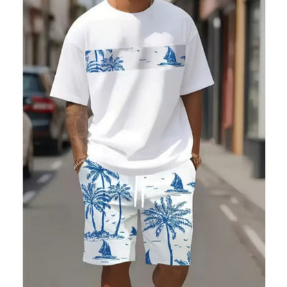 🌿Ensemble T-Shirt & Short Homme ✅ Imprimé Graphique & Coupe Confort | Léger et Tendance 👕🔥