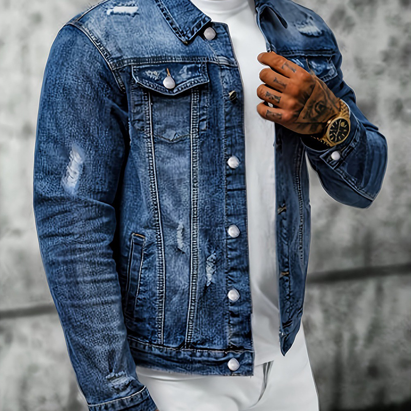 🧥 50% DE RÉDUCTION MAINTENANT ! 👖 Veste en jean délavé vintage pour homme décontractée – Design intemporel, tissu durable et poches fonctionnelles ✨