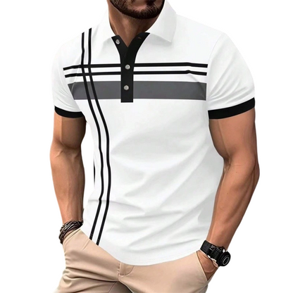 👕 PROMO LIMITÉE 50% DE RÉDUCTION ! ✨ Haut Rayé pour Homme – Col, Manches Courtes ✨