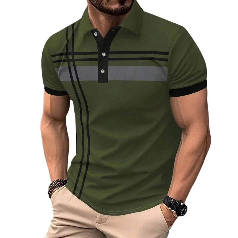👕 PROMO LIMITÉE 50% DE RÉDUCTION ! ✨ Haut Rayé pour Homme – Col, Manches Courtes ✨