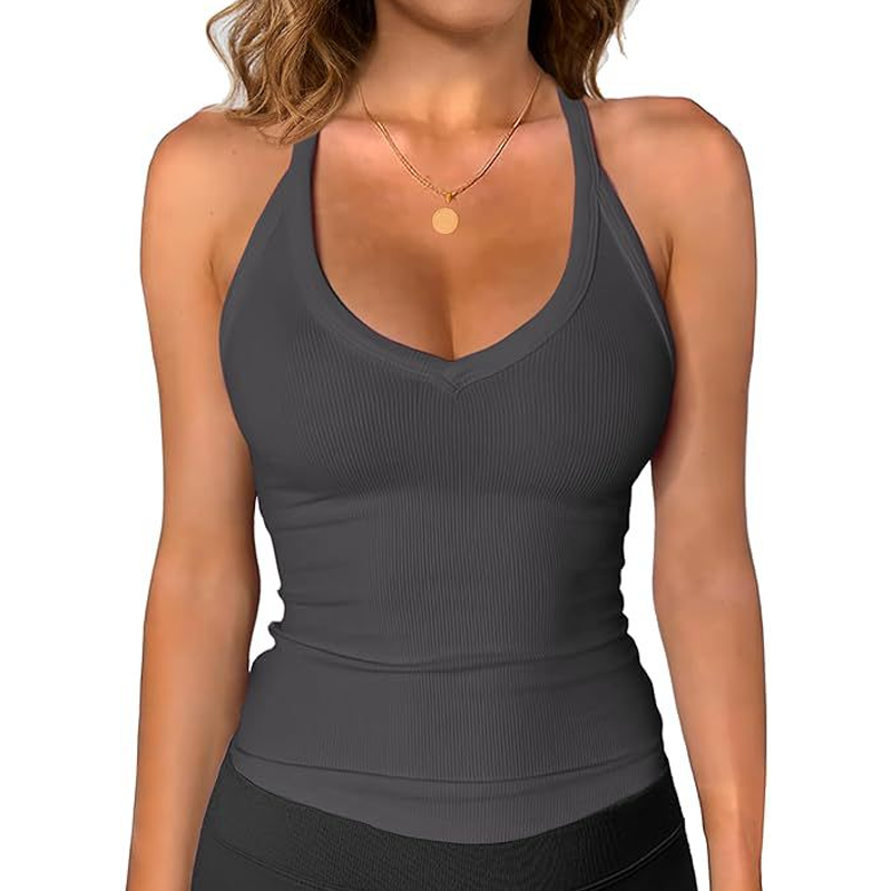 🥳SOLDES D'ÉTÉ🥳💞PLUS DE 50 000 EXEMPLAIRES VENDUS !💥50 % DE RÉDUCTION ! 🔥Débardeur à col en V côtelé pour femme