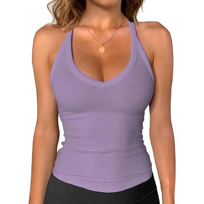 🥳SOLDES D'ÉTÉ🥳💞PLUS DE 50 000 EXEMPLAIRES VENDUS !💥50 % DE RÉDUCTION ! 🔥Débardeur à col en V côtelé pour femme