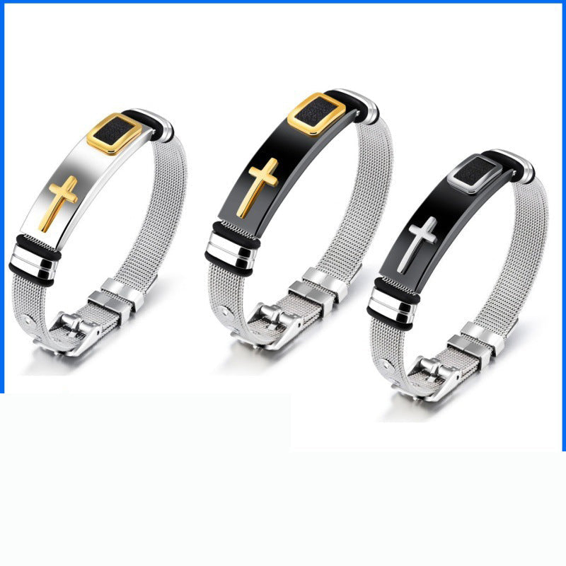 ✝️ PROMO LIMITÉE 50% DE RÉDUCTION ! ✨ Bracelet Croix Acier Inoxydable Homme – Durable, Réglable ✨