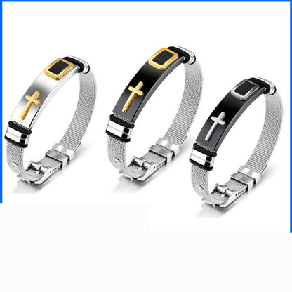✝️ PROMO LIMITÉE 50% DE RÉDUCTION ! ✨ Bracelet Croix Acier Inoxydable Homme – Durable, Réglable ✨